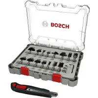 Bosch Fräser-Set, 15-teilig, inklusive gratis Cuttermesser