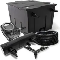 SunSun Komplettset: CBF-550 Teichfilter bis 60000L Teichfilteranlage als Durchlauffilter, NEO10000 Teichpumpe 10000l/h 80W, CUV-236 Teichklärer UVC Klärer mit 36W, 25m Teichschlauch 25 mm, Y-Verteiler