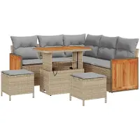 vidaXL Gartensofa-set 8 stk. 8-Sitzanzahl Beige und Hellgrau