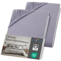 NYVI Jersey Spannbettlaken DreamScience für Matratzen bis 22 cm Höhe - Weich & Anschmiegsam, Rundumgummizug, Bügelfrei Farbe:grau;Größe:120x200 - 130x200 cm (2er Pack)