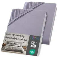NYVI Spannbettlaken DreamScience Heavy Jersey - Spannbetttuch, Formstabil, 160g/m2, Rundum-Gummizug, Bügelfrei Farbe:grau;Größe:120x200 - 130x200 cm (2er Pack)