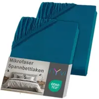 NYVI Spannbettlaken DreamScience Mikrofaser - Weich & Anschmiegsam, Rundumgummizug, Bügelfrei 180x200 - 200x200 cm (2er Pack) petrol