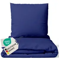 NYVI Bettwäsche Set DreamScience Mikrofaser Uni - Atmungsaktiv & Weich - Mit Reißverschluss 200x200 + 2x 80x80 cm navyblau
