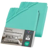 NYVI Jersey Spannbettlaken DreamScience für Matratzen bis 22 cm Höhe - Weich & Anschmiegsam, Rundumgummizug, Bügelfrei Farbe:mint;Größe:180x200 - 200x200 cm (2er Pack)