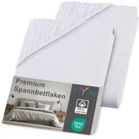 NYVI Spannbettlaken DreamScience Premium - Komfort Spannbetttuch, 190g/m2, Einlaufschutz, Bügelfrei, mit Gummizug Farbe:weiß;Größe:180 - 200x220 + 40 cm Boxspringbett (2er Pack)