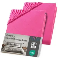 NYVI Jersey Spannbettlaken DreamScience für Matratzen bis 22 cm Höhe - Weich & Anschmiegsam, Rundumgummizug, Bügelfrei 90x200 - 100x200 cm (2er Pack) pink