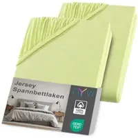 NYVI Jersey Spannbettlaken DreamScience für Matratzen bis 22 cm Höhe - Weich & Anschmiegsam, Rundumgummizug, Bügelfrei Farbe:apfelgrün;Größe:90x200 - 100x200 cm (2er Pack)