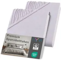 NYVI Spannbettlaken DreamScience Premium - Komfort Spannbetttuch, 190g/m2, Einlaufschutz, Bügelfrei, mit Gummizug Farbe:silber;Größe:140 - 160x220 + 40 cm Boxspringbett (2er Pack)