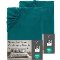 NYVI Spannbettlaken DreamScience Cashmere Touch Spannbetttuch - Kuschelweiches & Wärmendes Bettlaken für Matratzenhöhe bis zu 22 cm Farbe:petrol;Größe:140x200 - 160x200 cm (2er Pack)