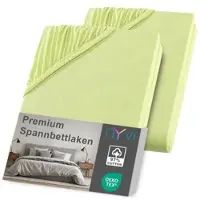 NYVI Spannbettlaken DreamScience Premium - Komfort Spannbetttuch, 190g/m2, Einlaufschutz, Bügelfrei, mit Gummizug Farbe:apfelgrün;Größe:180 - 200x220 + 40 cm Boxspringbett (2er Pack)