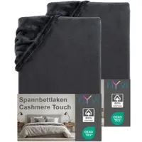 NYVI Spannbettlaken DreamScience Cashmere Touch Spannbetttuch - Kuschelweiches & Wärmendes Bettlaken für Matratzenhöhe bis zu 22 cm Farbe:anthrazit;Größe:180x200 - 200x200 cm (2er Pack)