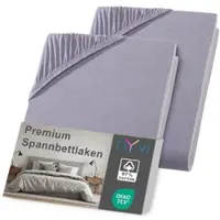 NYVI Spannbettlaken DreamScience Premium - Komfort Spannbetttuch, 190g/m2, Einlaufschutz, Bügelfrei, mit Gummizug Farbe:grau;Größe:180 - 200x220 + 40 cm Boxspringbett (2er Pack)