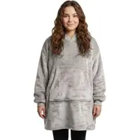 NYVI IamFlauschi Hoodie Decke mit Ärmeln, Kapuze und Kängurutasche - Mit flauschiger Sherpa Innenseite - Tragbare Flanell Decke zum Anziehen für Erwachsene & Jugendliche Farbe:Grau;Größe:S/M 75x75 cm