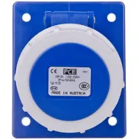 Pce Winkel-Einbausteckdose 16A 3P 230V /80x97/ blau IP67 4132-6F8