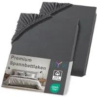 NYVI Spannbettlaken DreamScience Premium - Komfort Spannbetttuch, 190g/m2, Einlaufschutz, Bügelfrei, mit Gummizug Farbe:anthrazit;Größe:140 - 160x220 + 40 cm Boxspringbett (2er Pack)
