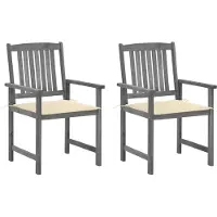 vidaXL BEI CLORIS Gartenstühle mit Kissen 2 Stk. Grau Massivholz Akazie 2024 Neu8348741