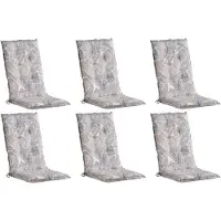 GO-DE Gartenstuhlauflagen - Taupe - Anthrazit - Hochlehner - mit Stehsaum - 6er Set
