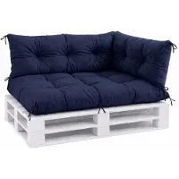 VBChome Palettenkissen 120x80 120x40 70x40cm Europaletten Möbel Palettenauflage Garten Balkon 12 Farben mit Schaumstoffflocken Füllung Marine 3-TLGset