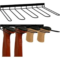 Markenlos Wandregal für Schuhe aus Metall, 2 Stück, Stiefelhalter für 4 Paar, Schwarz, für Stiefel, Gummistiefel, Arbeitsstiefel im Eingangsbereich, Flur, Terrasse, Garage