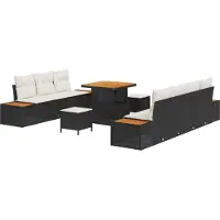 vidaXL Gartensofa-set 10 stk. 9-Sitzanzahl Schwarz und Creme
