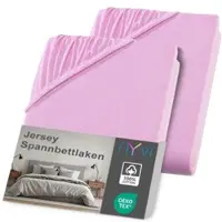 NYVI Jersey Spannbettlaken DreamScience für Matratzen bis 22 cm Höhe - Weich & Anschmiegsam, Rundumgummizug, Bügelfrei Farbe:rosa;Größe:140x200 - 160x200 cm (2er Pack)