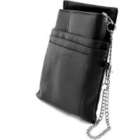 Nean Kellner Geldbörse, Kellnerbörse, Geldbeutel, Damen Herren Portemonnaie mit Holster, Steck-Tasche und Kette mit großem Münzfach (Schwarz)