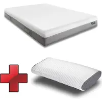Sleezzze Viskoelastik-Matratze Sleezzz Premium 140 x 200 cm, Höhe 20 cm, Härtegrad H2/H3, mit Wendegriffen + Sleezzz Cool Kühl-Effekt Kissen