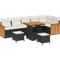 vidaXL Gartensofa-set mit Kissen 9 pcs Schwarz und Creme