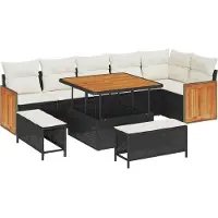 vidaXL Gartensofa-set 9 stk. 9-Sitzanzahl Schwarz und Creme