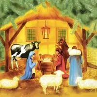 Mank Tissue Serviette Weihnachtskrippe, 33 x 33 cm, 100 Stück - Xmas Weihnachten