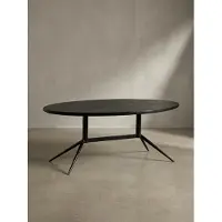 KADIMA DESIGN Couchtisch 90x50x35 cm Mango Massivholz Metall Schwarz Sofatisch Oval, Design Wohnzimmertisch mit natürlicher Holzmaserung, Kaffeetisch Wohnzimmer Modern