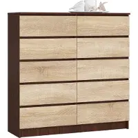 Akord Kommode K120 Wenge 120 cm 10 Schubladen Front Sonoma-Eiche B120 x H121 x T40 cm