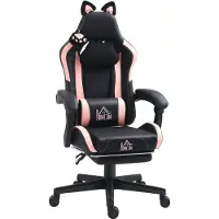 HOMCOM Gaming Stuhl Ergonomischer Gamer Stuhl mit Lendenwirbelstütze, Fußstütze