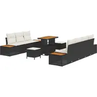 vidaXL Gartensofa-set 10 stk. 9-Sitzanzahl Schwarz und Creme
