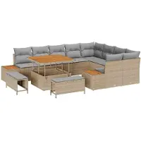 vidaXL Gartensofa-set mit Kissen 12 pcs Beige und Hellgrau