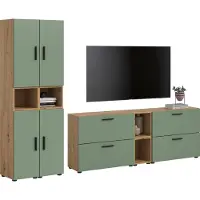 Xonox Wohnkombination The One 1 | 12-teilig | Artisan Oak / Smoke Green ohne