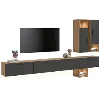 Xonox Wohnkombination inkl Beleuchtung THE ONE (B/H/T: ca. 300/178/34 cm) in Artisan Oak Nachbildung/Smoke Green