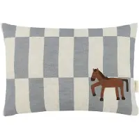 Nobodinoz Dekokissen Nobodinoz Vibes Rect. Cushion Linen S Blue Tiles Horse (33 x 23 cm)