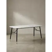 KADIMA DESIGN Esszimmertisch 180x90x76 cm Esstisch Weiß in Marmor-Optik Modern, Küchentisch Groß, Speisetisch Rechteckig, Tisch Esszimmer mit Metallbeinen