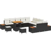 vidaXL Gartensofa-set 13 stk. 12-Sitzanzahl Schwarz und Creme