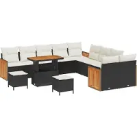 vidaXL Gartensofa-set 13 stk. 13-Sitzanzahl Schwarz und Creme