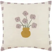 Nobodinoz Dekokissen Nobodinoz Vibes Square Cushion Linen Lilac Checks Flowers (42 x 42 cm)