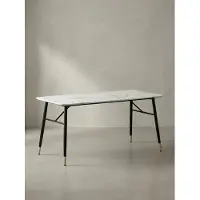 KADIMA DESIGN Esszimmertisch 200x90x76 cm Esstisch Weiß in Marmor-Optik Modern, Küchentisch Groß, Speisetisch Rechteckig, Tisch Esszimmer mit Metallbeinen