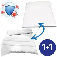 Sleezzze 135 x 200 cm Mikrofaser Ganzjahres-Steppbettdecke, Füllgewicht: ca. 700 g, extra leicht + Setex Bettdeckenbezug für Allergiker, Encasing mit Evolon Vlies 135 x 200 cm