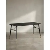 KADIMA DESIGN Esszimmertisch 200x90x76 cm Esstisch Schwarz in Marmor-Optik Modern, Küchentisch Groß, Speisetisch Rechteckig, Tisch Esszimmer mit Metallbeinen