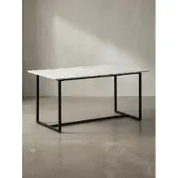 KADIMA DESIGN Esszimmertisch 160x80x76 cm Küchentisch Weiß in Marmor-Optik Modern, Esstisch Groß, Speisetisch Rechteckig, Tisch Esszimmer mit Metallbeinen