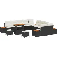 vidaXL Gartensofa-set 13 stk. 12-Sitzanzahl Schwarz und Creme