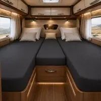 EXKLUSIV HEIMTEXTIL Frottee Spannbettlaken Set für Wohnmobile Anthrazit