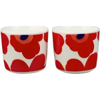 Marimekko - Oiva Unikko Becher (2er-Set), 200 ml, weiß / rot