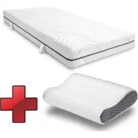 Sleezzze 7 Zonen Viskoelastik-Matratze Sleezzz Smart 90 x 200 cm, Höhe 18 cm, Härtegrad H3 mit Air Memoryschaum + Sleezzz Premium Memory-Effekt Kissen